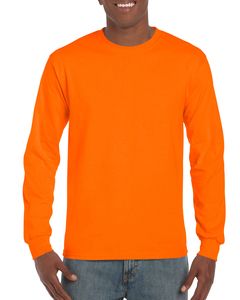 Gildan GI2400 - Men's Long Sleeve 100% Cotton T-Shirt Safety orange