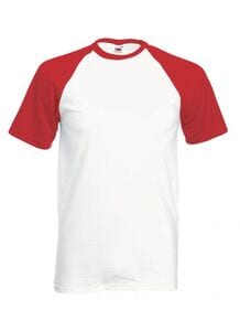 Fruit of the Loom SS026 - Short sleeve baseball tee White/ Red