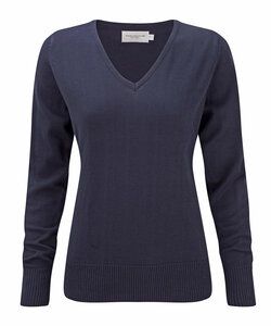 Russell Collection J710F - Women's v-neck knitted sweater French Navy