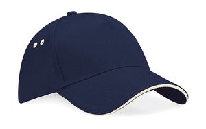 Beechfield B15c - Ultimate 5 Panel Cap - Sandwich Peak French Navy/Putty