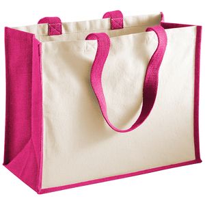 Westford mill WM422 - Classic Burlap Shopping Bag Fuchsia