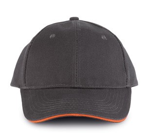 K-up KP011 - ORLANDO - MEN'S 6 PANEL CAP Dark Grey / Orange