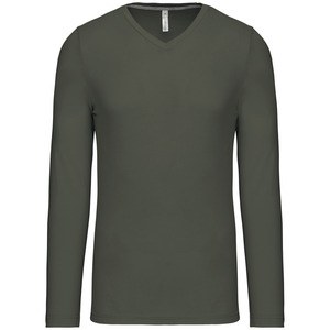 Kariban K358 - MEN'S LONG SLEEVE V-NECK T-SHIRT Dark Khaki