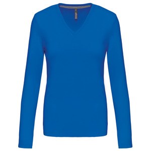 Kariban K382 - LADIES' LONG SLEEVE V-NECK T-SHIRT Light Royal Blue