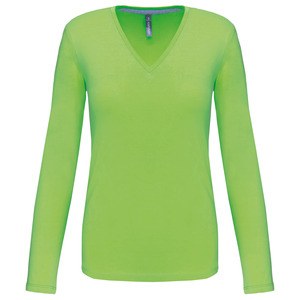 Kariban K382 - LADIES' LONG SLEEVE V-NECK T-SHIRT Lime