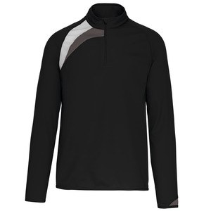 ProAct PA328 - ZIP NECK TRAINING TOP Black / White / Storm Grey