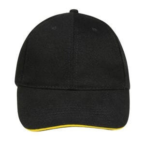 SOL'S 88100 - Buffalo Six Panel Cap Noir / Jaune