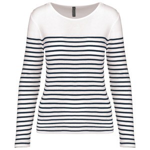 Kariban K386 - Ladies’s striped long sleeve mariniere Striped White / Navy