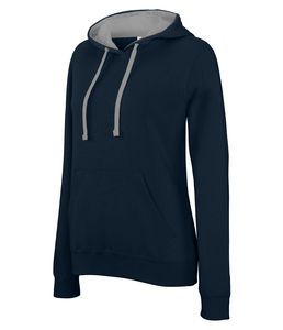 Kariban K465 - Ladies’ contrast hooded sweatshirt Navy / Fine Grey