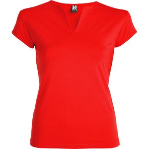 Roly CA6532 - BELICE Fitted t-shirt with crew neck and v-opening on front Red