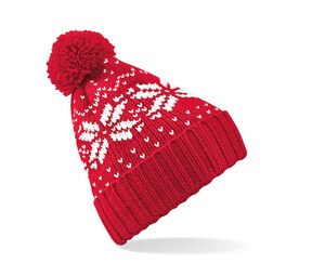 Beechfield BF456 - Chic Winter Blossom Knit Beanie with Pom Pom black/white