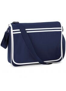 Bag Base BG710 - Retro Messenger Bag Adjustable Shoulder Strap Navy/White