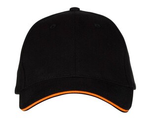 Black&Match BM911 - 6-panel sandwich cap Black/Orange