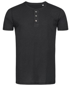 Stedman STE9430 - Crew neck T-shirt with buttons for men Stedman - SHAWN HENLEY Black Opal