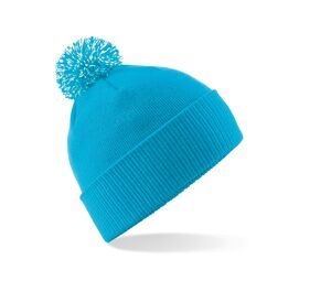Beechfield BF450 - Beanie with Pompom Surf Blue / Off White