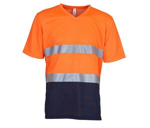 Yoko YK910 - V-neck high-visibility T-shirt Hi Vis Orange/Navy