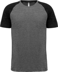 Proact PA4010 - Adult Triblend two-tone sports short sleeve t-shirt Grey Heather / Black Heather