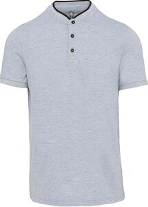 Kariban K223 - Men's short-sleeved mandarin collar polo shirt Oxford Grey/ Black
