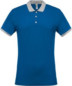 Kariban K258 - Men's two-tone piqué polo shirt Light royal blue / Oxford grey