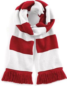Beechfield B479 - Stadium striped men's scarf Classic Red / White