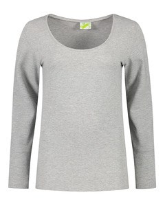 Lemon & Soda LEM1267 - T-shirt Crewneck cot/elast LS for her Grey Heather