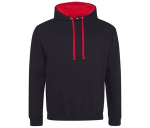 AWDIS JH003 - Contrast Hoodie Jet Black/Fire Red