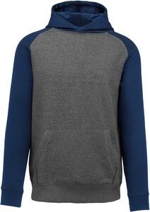 PROACT PA370 - Kids' two-tone hooded sweatshirt Grey Heather / Sporty Navy