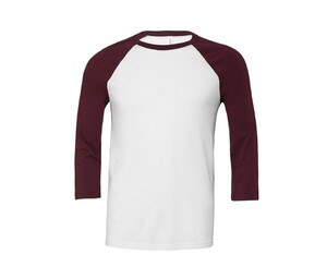 Bella + Canvas BE3200 - Baseball Sleeve T-Shirt White/ Maroon