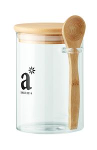 GiftRetail MO6247 - BOROSPOON Glass jar with spoon 600 ml Transparent