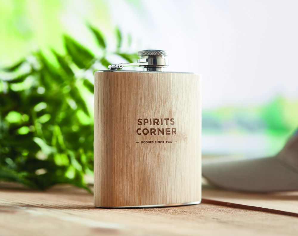 GiftRetail MO6356 - HIPHIP Bamboo slim hip flask 175ml