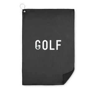 GiftRetail MO6526 - TOWGO RPET golf towel with hook clip Black