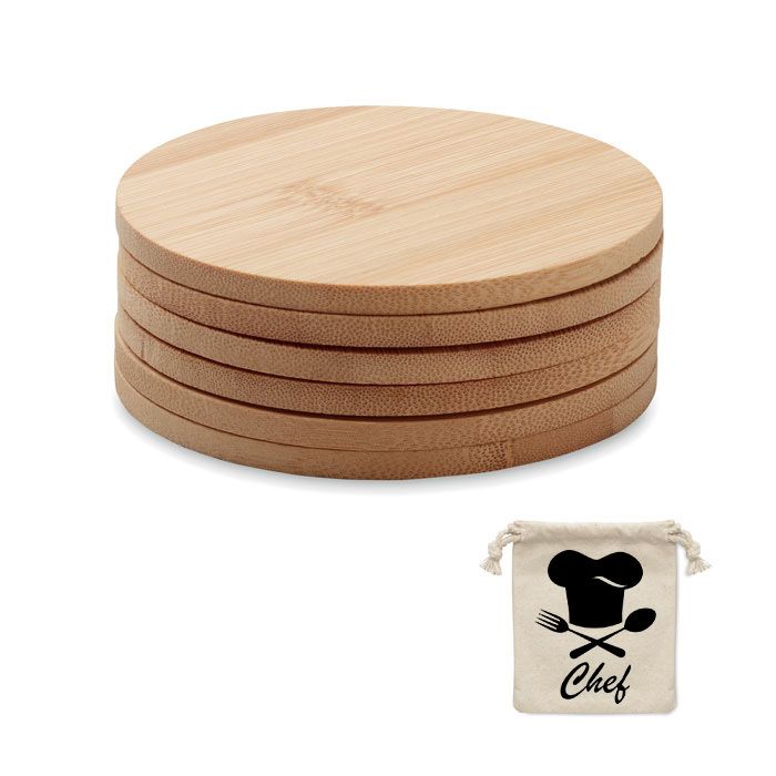 GiftRetail MO6601 - BAYIN SET Set of 6 bamboo coasters