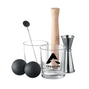 GiftRetail MO6620 - NIGHT Set of 7 pieces cocktail set matt silver