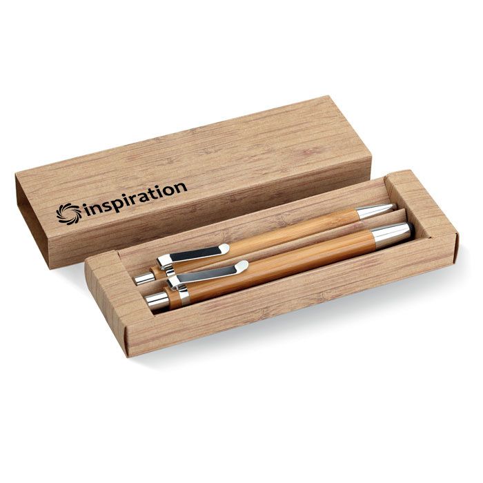 GiftRetail MO8111 - BAMBOOSET Bamboo pen and pencil set