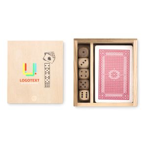 GiftRetail MO9187 - LAS VEGAS Cards and dices in box Wood