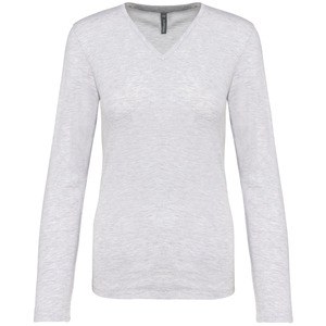 Kariban K382 - LADIES' LONG SLEEVE V-NECK T-SHIRT Ash Heather