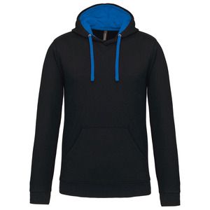 Kariban K446 - CONTRAST HOODED SWEATSHIRT Black / Light Royal Blue