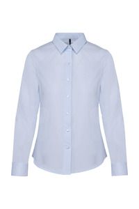 Kariban K510 - Ladies’ long-sleeved cotton poplin shirt Striped Pale Blue / White