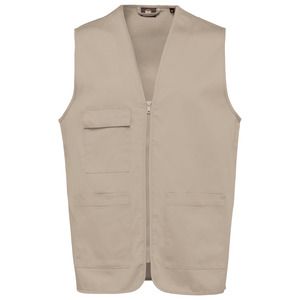 WK. Designed To Work WK608 - Unisex polycotton multi-pocket vest Beige