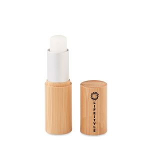 GiftRetail MO6752 - GLOSS LUX Lip balm in bamboo tube box Wood