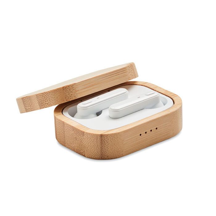 GiftRetail MO6780 - JAZZ BAMBOO TWS earbuds in bamboo case