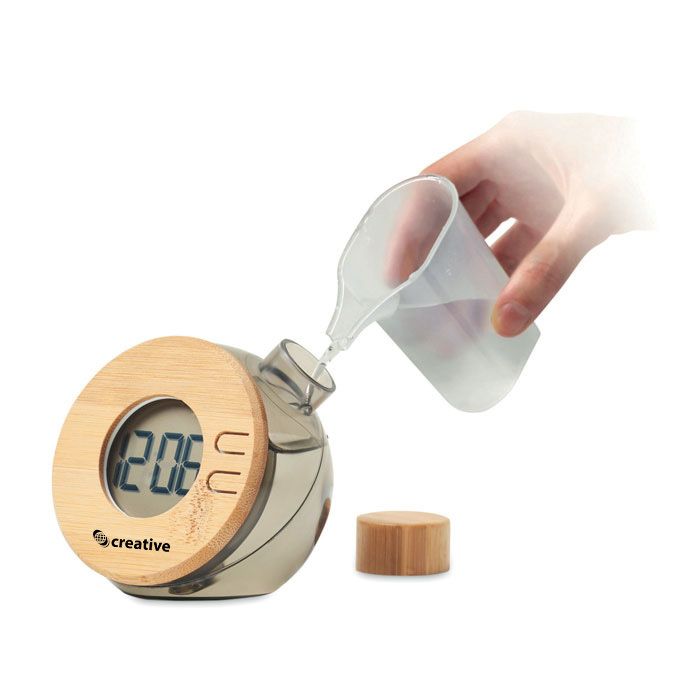 GiftRetail MO6865 - DROPPY LUX Water powered bamboo LCD clock