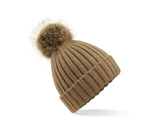 Beechfield BF412 - Big mesh Pop Pom beanie Biscuit