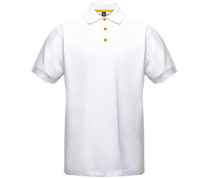 BLACK&MATCH BM100 - Contrasting button poloshirt White/ Gold