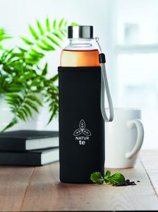 GiftRetail MO9636 - UTAH TEA Single wall glass bottle Black