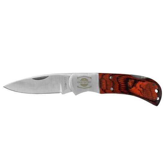 EgotierPro 28347 - Chic Wooden Handle Stainless Steel Pocket-Knife TOP