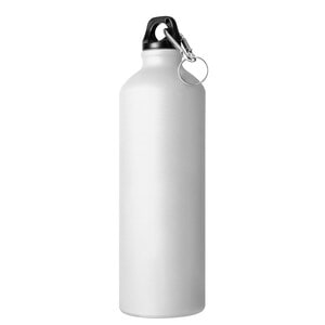 EgotierPro 33545 - 750ml Aluminum Bottle with Carabiner Keyring MATT White