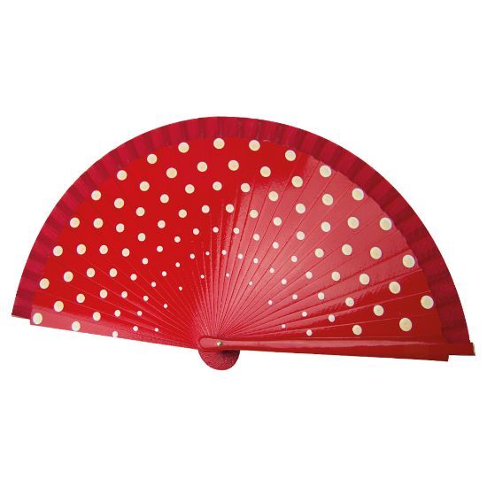 EgotierPro 37061 - 23 cm Wooden Fan with Colored Dots LOLA