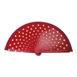 EgotierPro 37061 - 23 cm Wooden Fan with Colored Dots LOLA