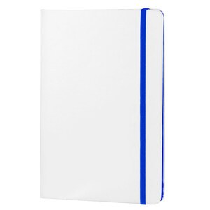 EgotierPro 37088 - White PU Cover Notebook with Elastic Closure COLORE Blue
